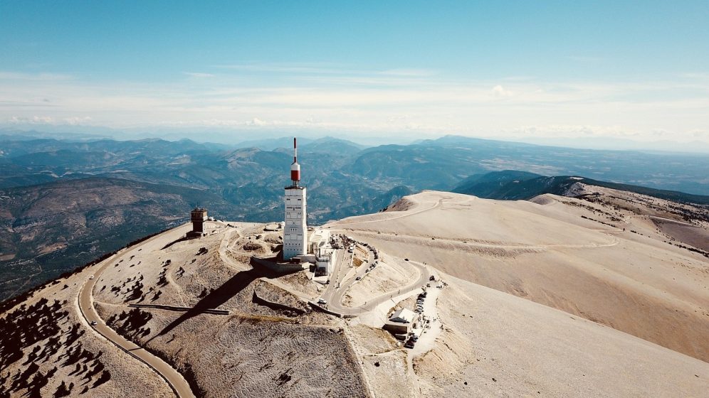 mont ventoux, blue sky, vaucluse, drone, france, mountain, cycling, bike, sky, hiking, landscape, blue, sun, wind, cloud, nature, provence, dry, white, reflections