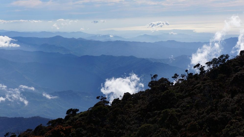 mountain, nature, kinabalu, borneo, height, sky, clouds, landscape
